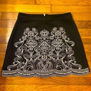 Floral Beaded Black Velvet Skirt
